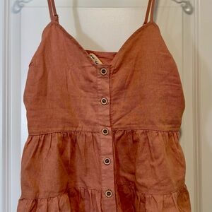 NWT New In Women’s Dusty Rose Babydoll Tiered Button Up Tank Top Size L